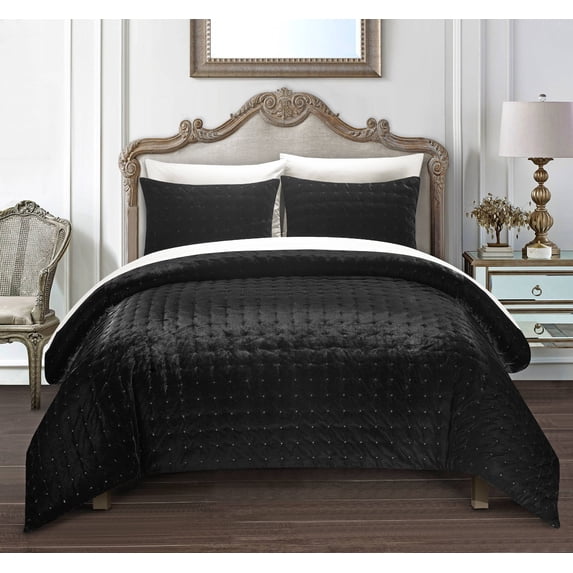 Chic Home Cynna 7-Piece Abstract Comforter Set, Queen, Black