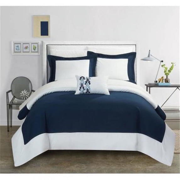 Chic Home DS0806 Wynn Duvet Set - Twin Size, Navy - 3 Piece