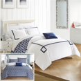 thumbnail image 1 of Chic Home  4 Piece Reilly Contemporary Greek Key Embroidered Reversible Queen Bed in a Bag Duvet Set, Navy with Sheet Set, 1 of 1