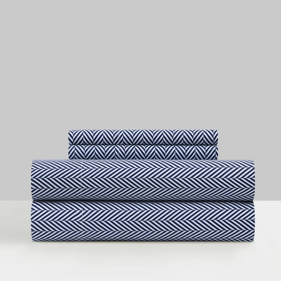 Chic Home Denae 4-Piece Graphic Sheet Set, King, Navy