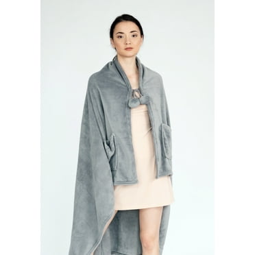 Chic Home Denali 1-Piece Solid Color Coral Fleece Wrap, 50 x 60, Grey