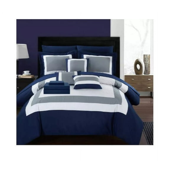Chic Home Design Darren Comforter Set - Queen, Blue