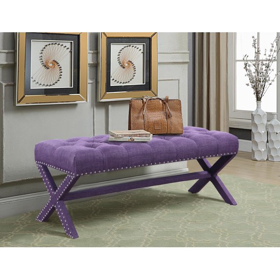 Chic Home Dianna Neo Traditional Linen X-Leg Bench
