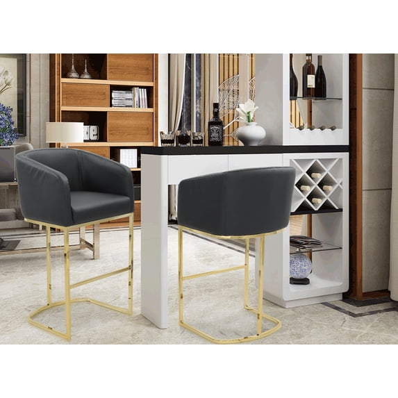 Chic Home Easly PU Leather Upholstered Shelter Arm Design Bar Stool