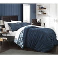 thumbnail image 1 of Chic Home Elisha 7-Piece Reversible Pleated Duvet Cover Set, Queen, Navy, 1 of 4