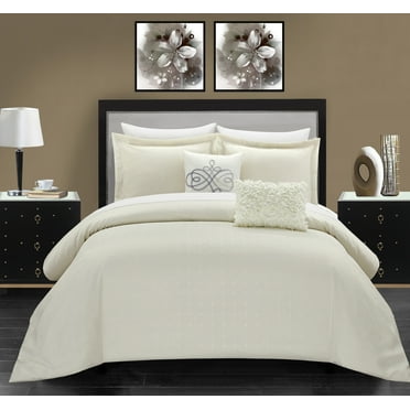 Chic Home Ellie 9-Piece Solid Color Comforter Set, King, Beige