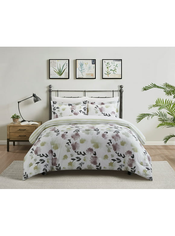 Chic Home Emmery 2-Piece Floral Duvet Cover Set, Twin, Green