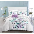 thumbnail image 1 of Chic Home Enchanted Garden 4 Piece Reversible Duvet Cover Set 100% Cotton Large Floral Design Geometric Scale Pattern Print Zipper Closure Bedding - Decorative Pillow Shams Included, Queen Lavender, 1 of 2