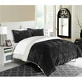 thumbnail image 1 of Chic Home  Enzo Pinch Pleated Ruffled & Pintuck Sherpa Lined Comforter Set - Black - Queen - 3 Piece, 1 of 1