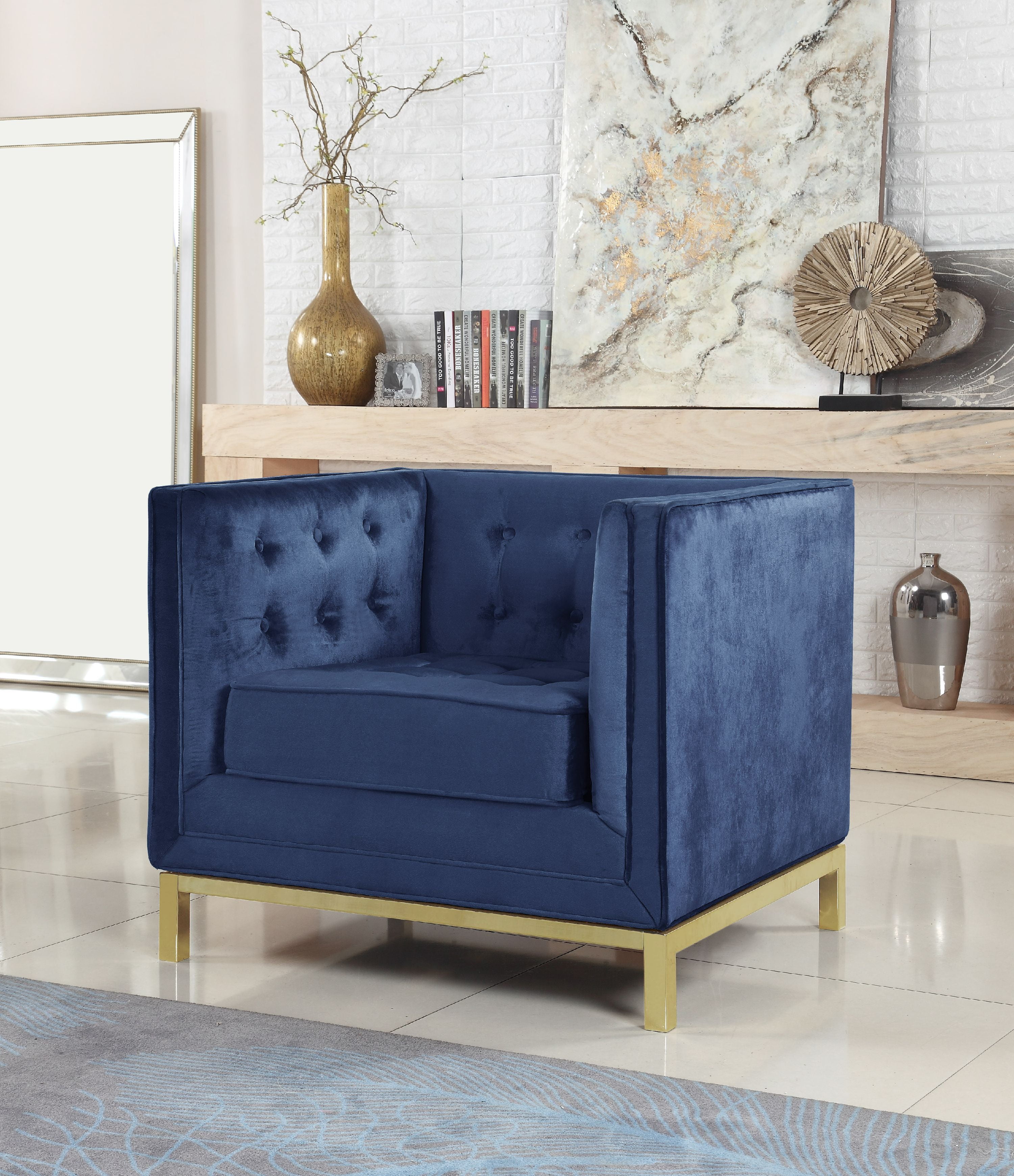 Chic Home Evie Accent Club Chair Sleek Elegant Tufted Velvet Plush