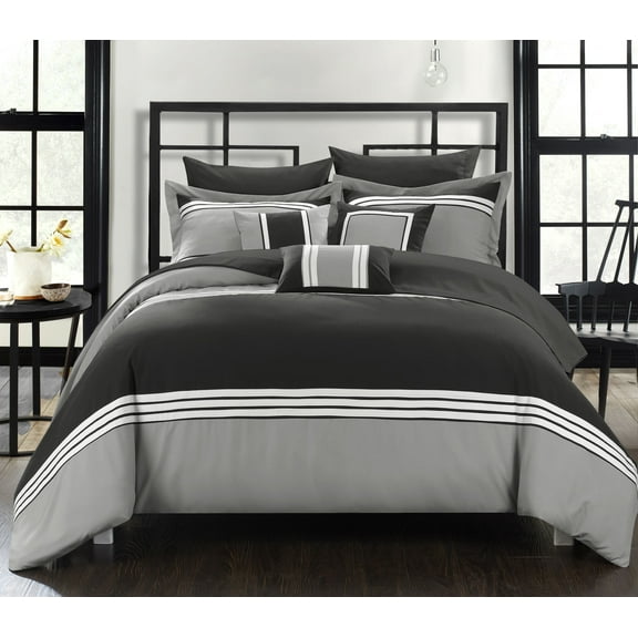 Chic Home Falcon Hotel Collection 10-Piece Striped Bed in a Bag, Queen