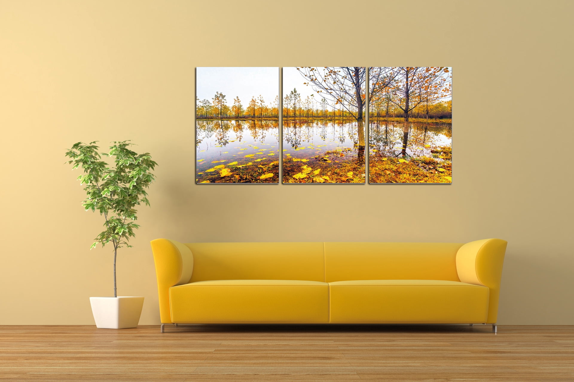 Chic Home Falling Leaves 3 Piece Set Wrapped Canvas Wall Art - Walmart.com