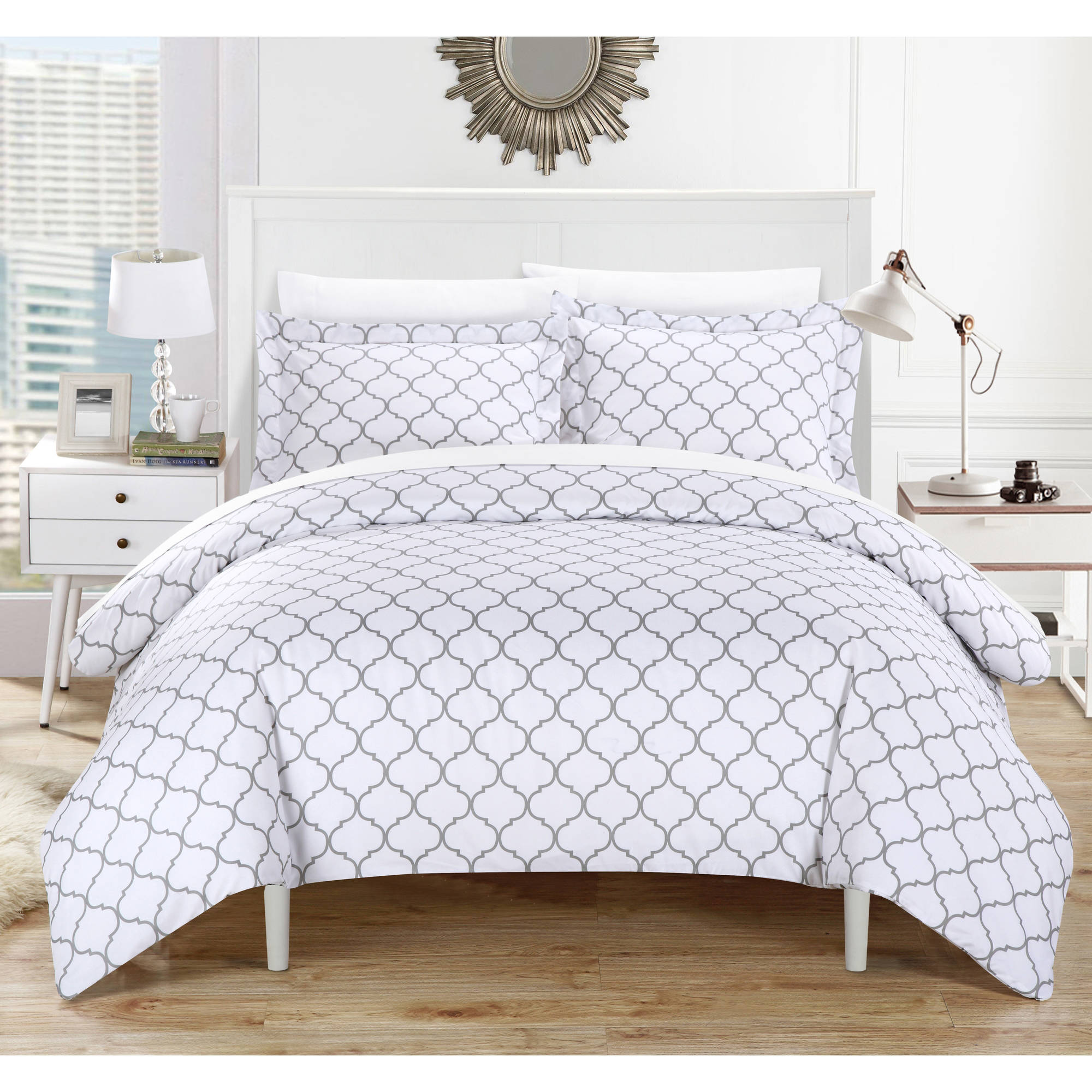 Chic Home Finlay 2-Piece Reversible Geometric Duvet Cover Set, Twin, Grey - image 1 of 2