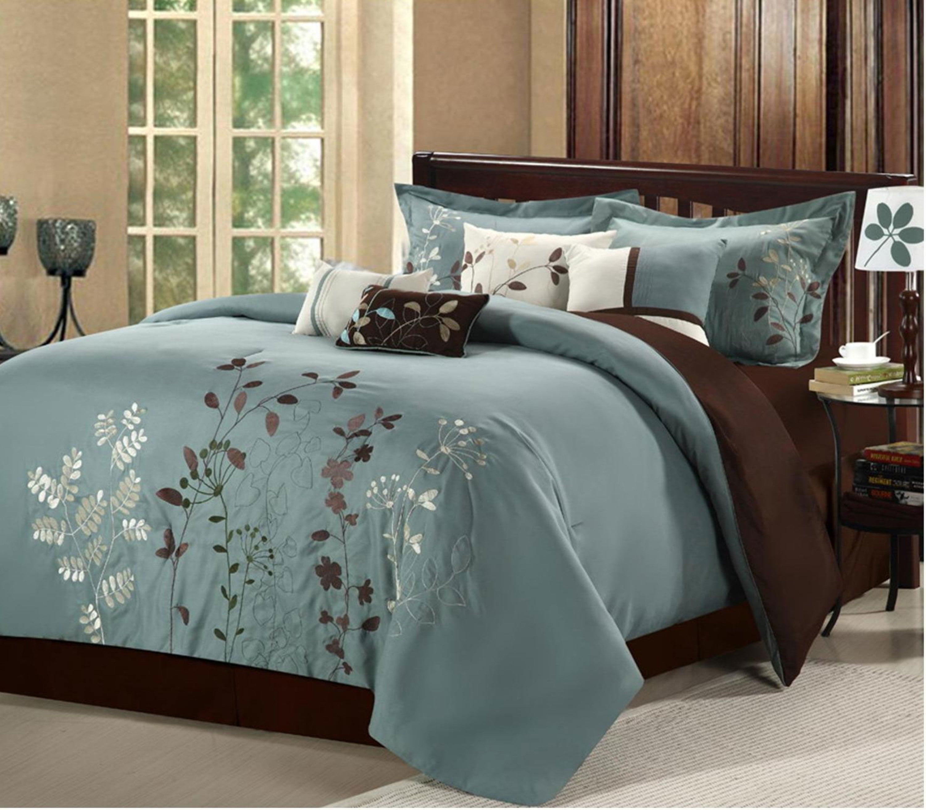 Chic Home Fortuno 8-Piece Embroidered Comforter, Queen, Sage
