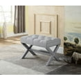 thumbnail image 1 of Chic Home Gaia Neo Traditional Tufted Linen X-Leg Ottoman, 1 of 4