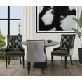 thumbnail image 1 of Chic Home Gilbert Dining Side Chair Button Tufted PU Leather Velvet Polished Brass Nailheads Espresso Finished Wooden Legs, Modern Transitional, Black, 1 of 4