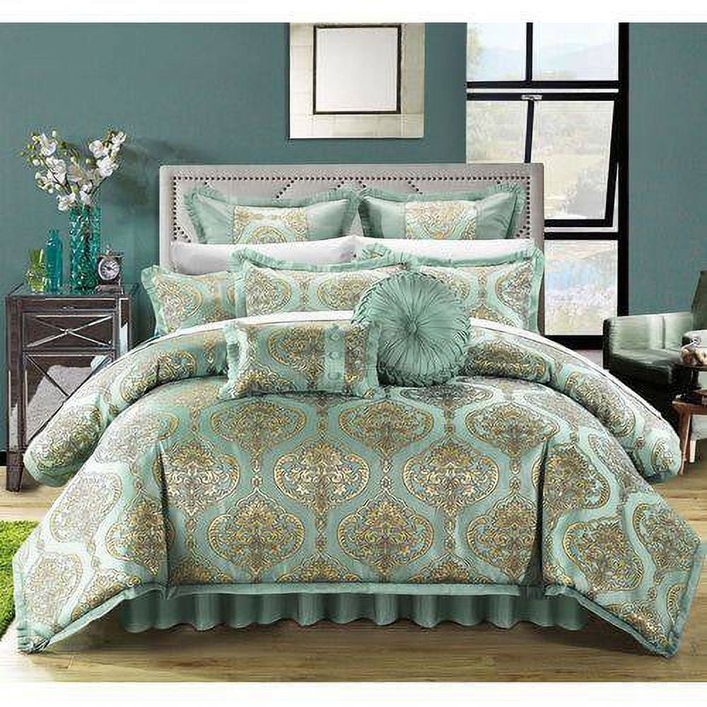 Chic Home Giovani 13Piece Jacquard Comforter Set, Queen, Blue