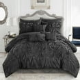 thumbnail image 1 of Chic Home Grantfield 10-Piece Ruffled Comforter Set, Queen, Black, 1 of 3