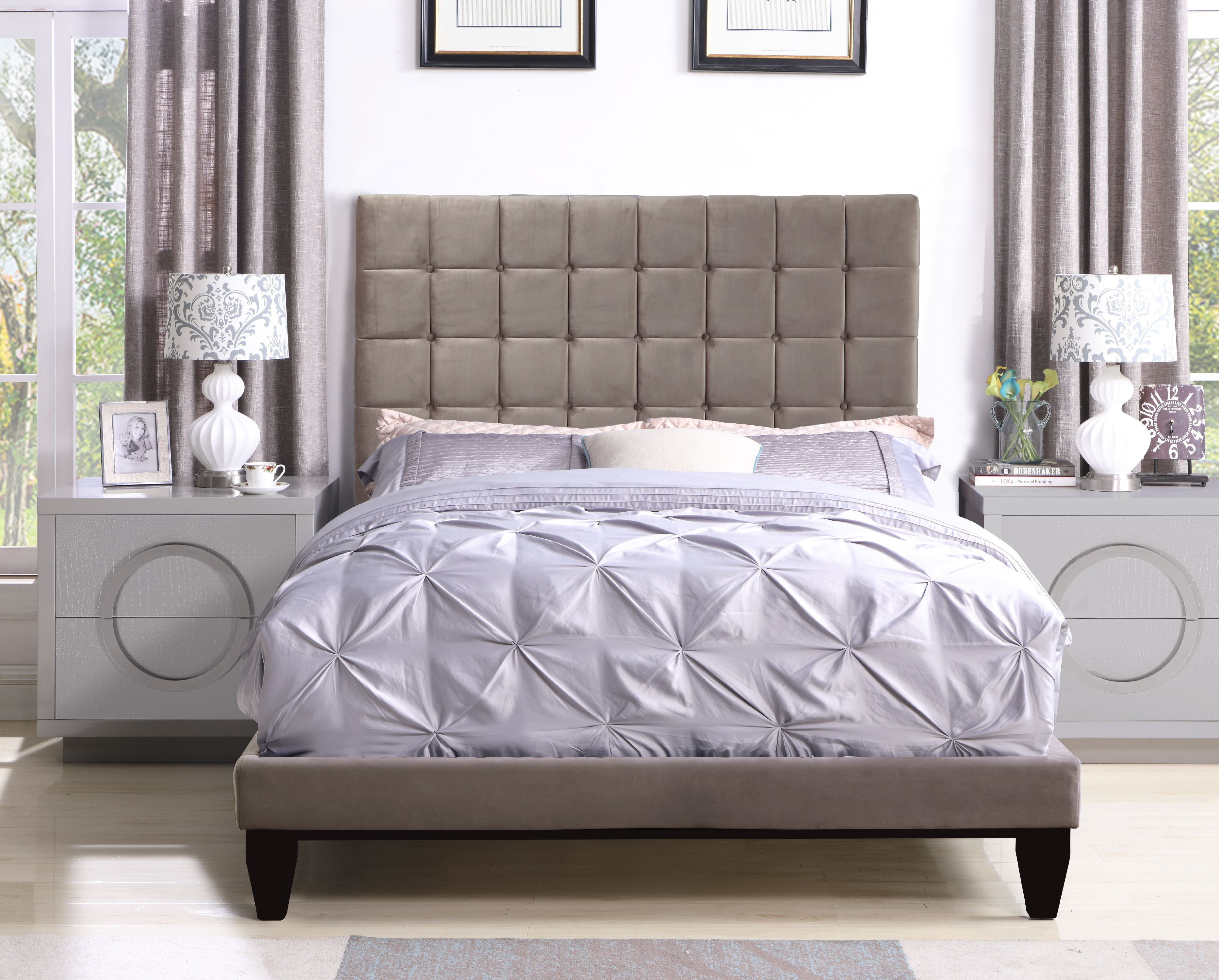 Chic Home Handel Bed Frame with Headboard Velvet Upholstered
