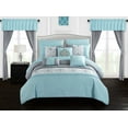 thumbnail image 1 of Chic Home Herta 20-Piece Color Block Embroidered Comforter Set, Aqua Queen, Blue, 1 of 2