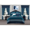 thumbnail image 1 of Chic Home Hiro 30-Piece Striped Comforter Set, Queen, Navy, 1 of 13