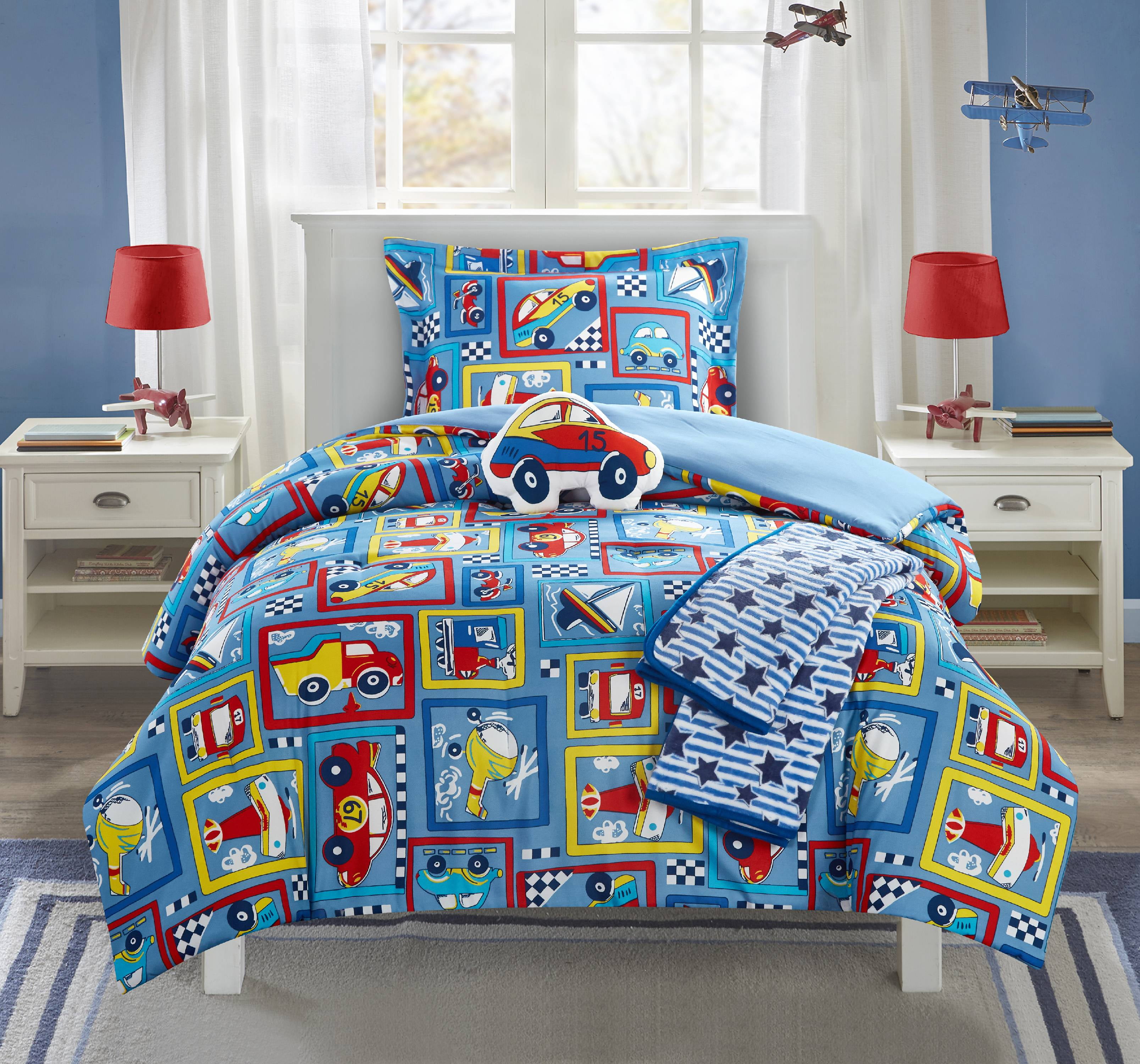 Full Blue Microfiber Down Alternative Kids Comforter Set