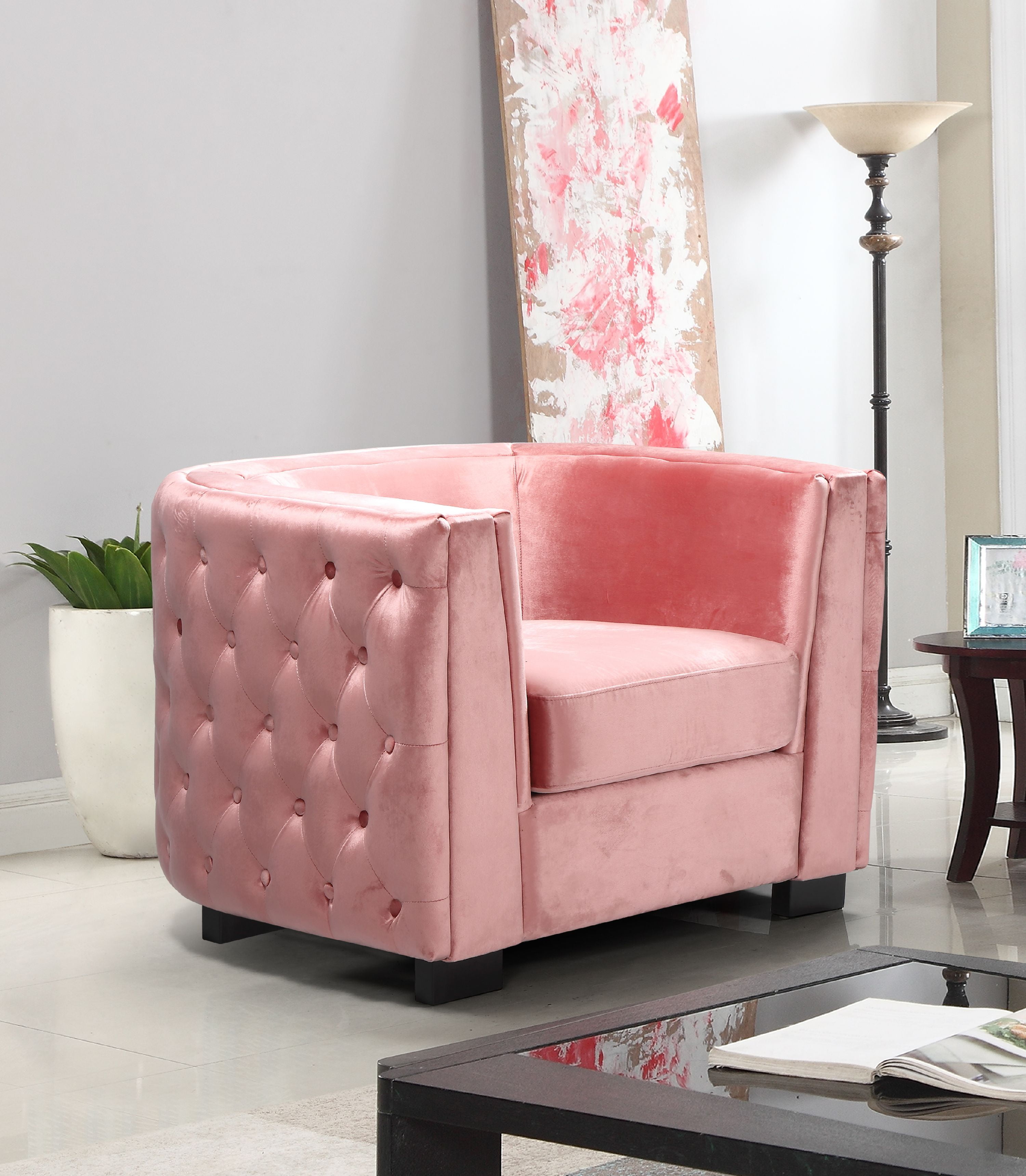Chic Home Ivos Club Chair Velvet Upholstered Button Tufted Design