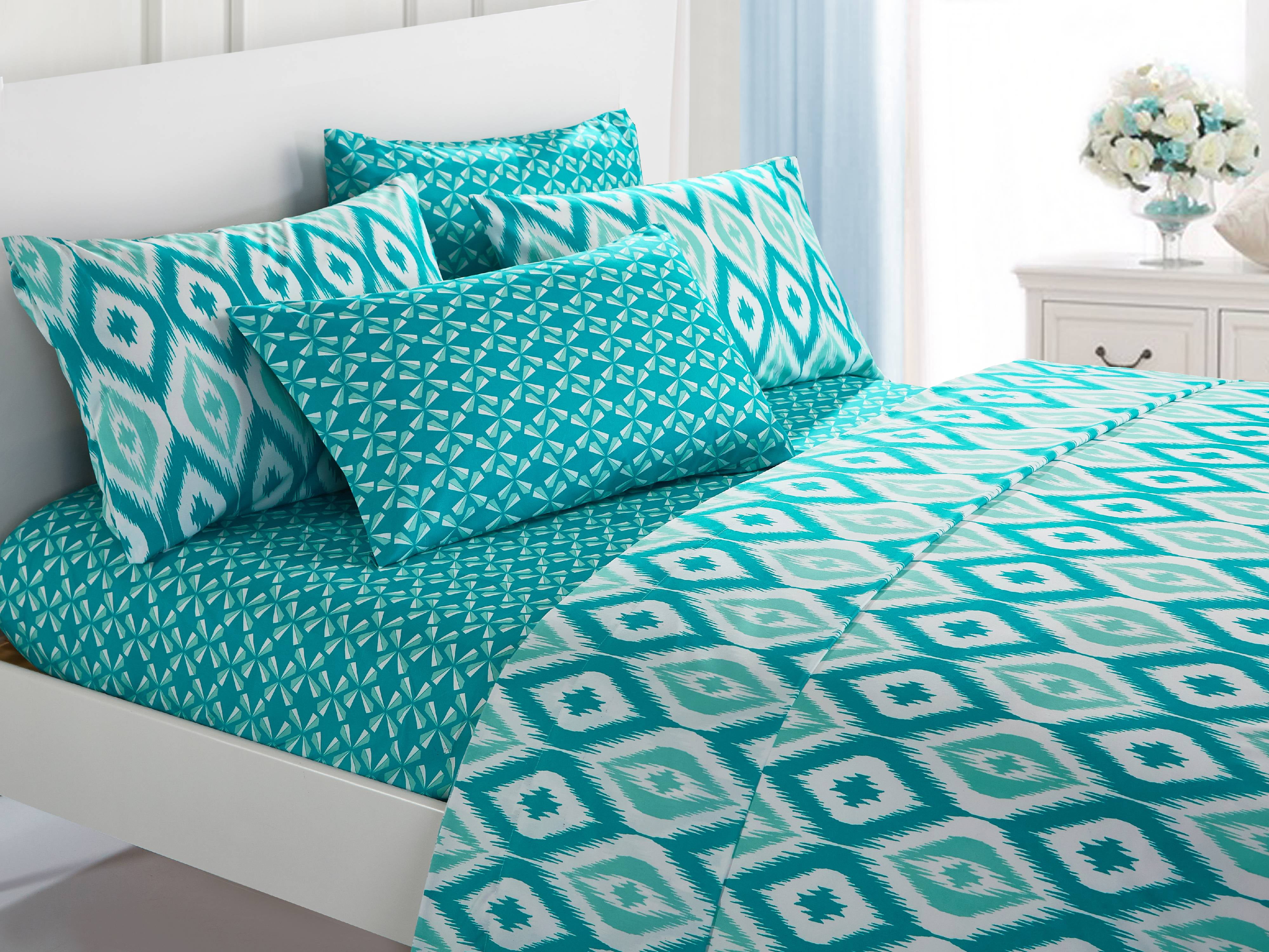 Chic Home Jamie 6Piece Geometric Sheet Set, King, Aqua