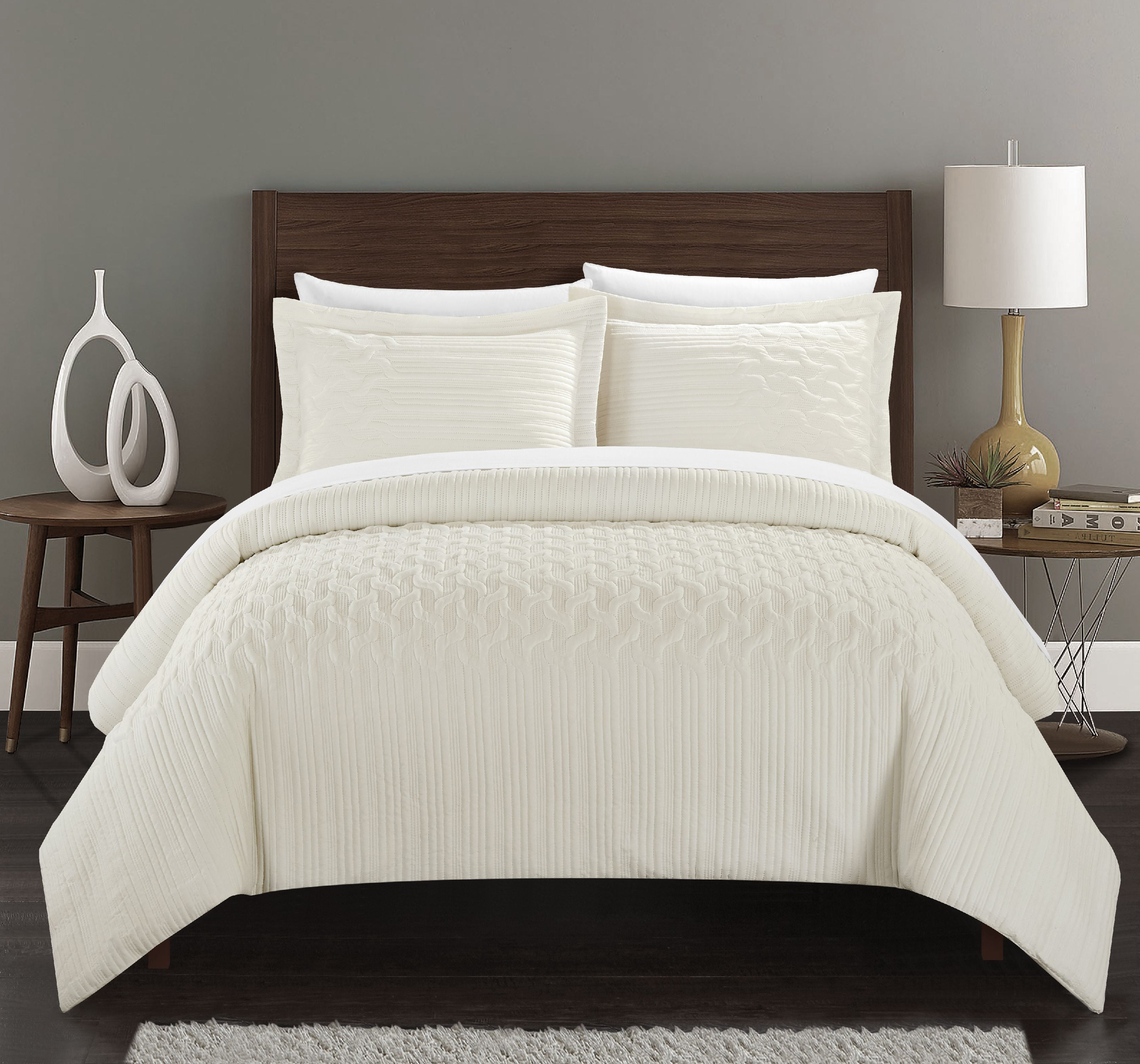 Chic Home Jas 3Piece Embossed Comforter Set, King, Beige