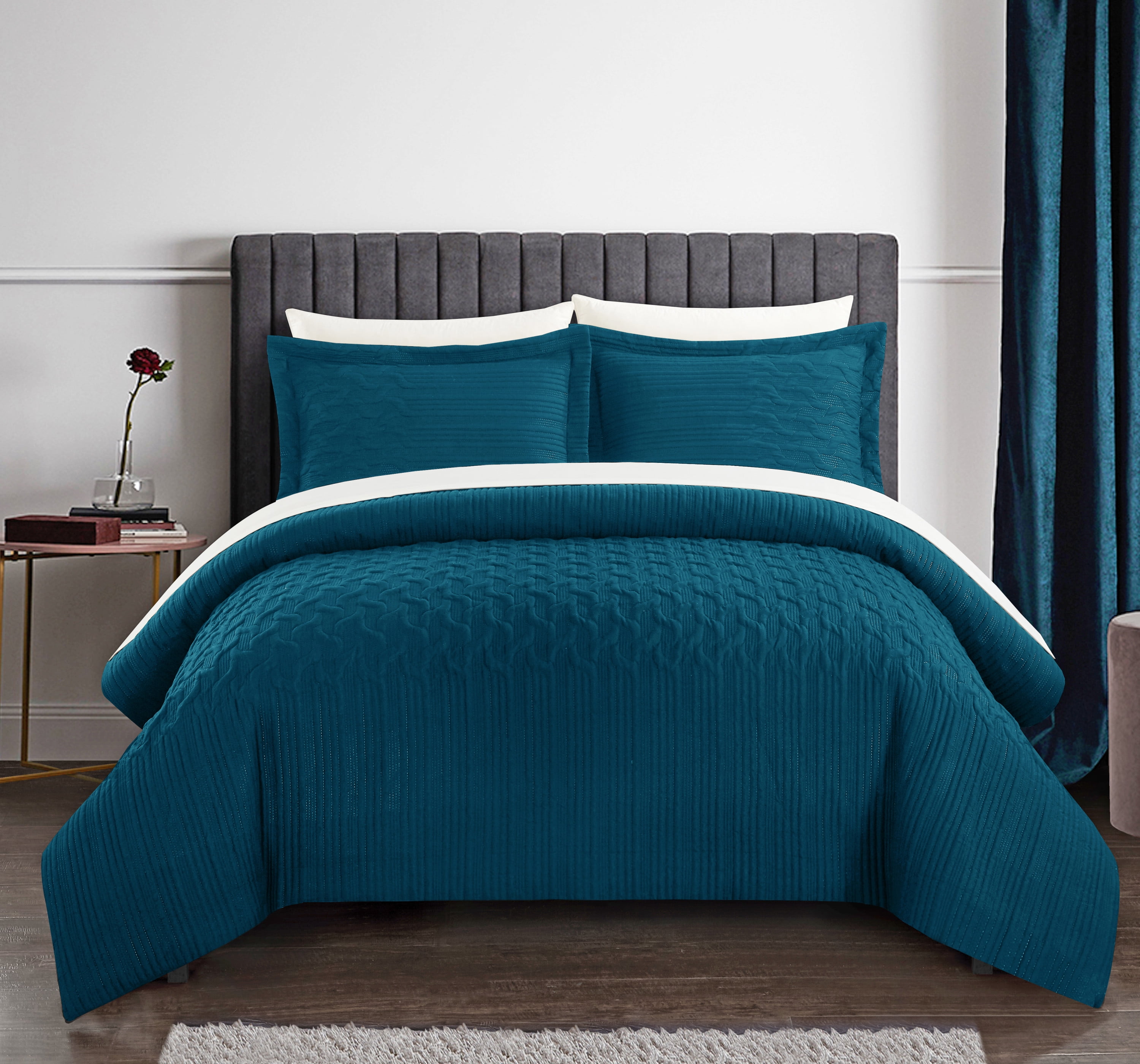 Chic Home Jas 5Piece Embossed Comforter Set, Twin, Teal