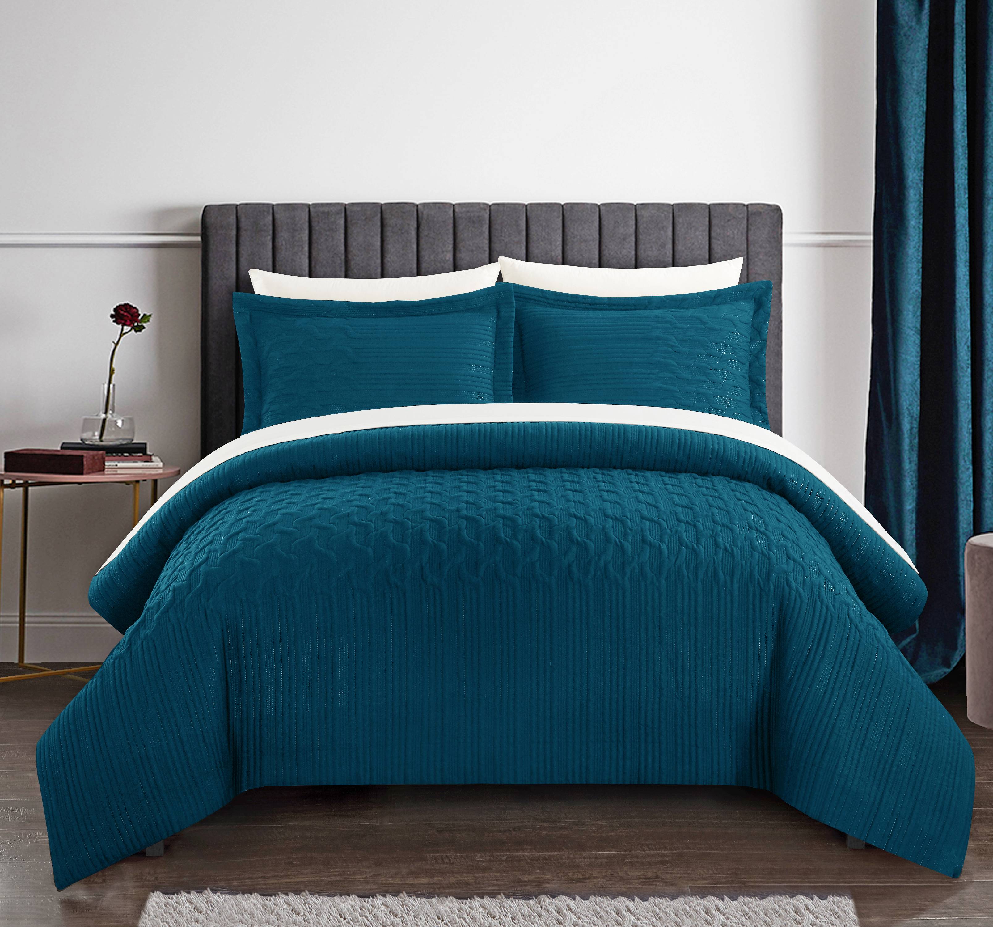 Chic Home Jas 7Piece Embossed Comforter Set, King, Teal
