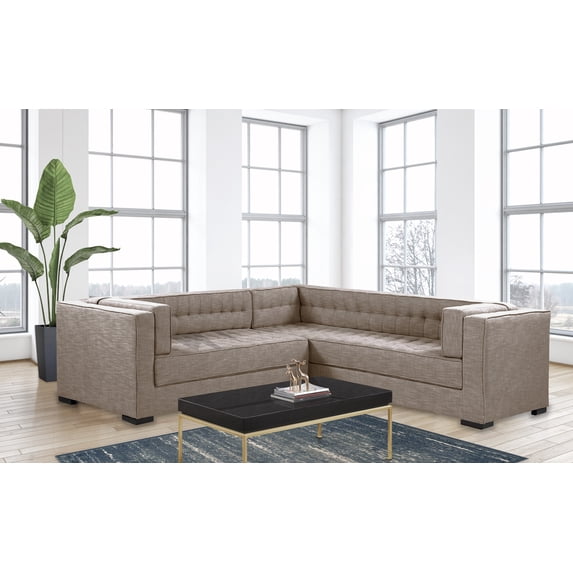 Chic Home Jasper Left Facing Sectional Sofa Linen-Textured Upholstered