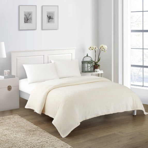Chic Home Javia 1-Piece Solid Color Fleece Blanket, Full/Queen, Beige