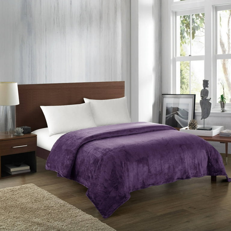 Chic Home Javia 1 Piece Solid Color Fleece Blanket King Plum