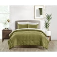 thumbnail image 1 of Chic Home Jessa Comforter Set Washed Garment Technique Geometric Square Tile Pattern Bed In A Bag Bedding - Sheets Pillowcase Pillow Sham Included - 5 Piece - Twin 68x90", Green, 1 of 5