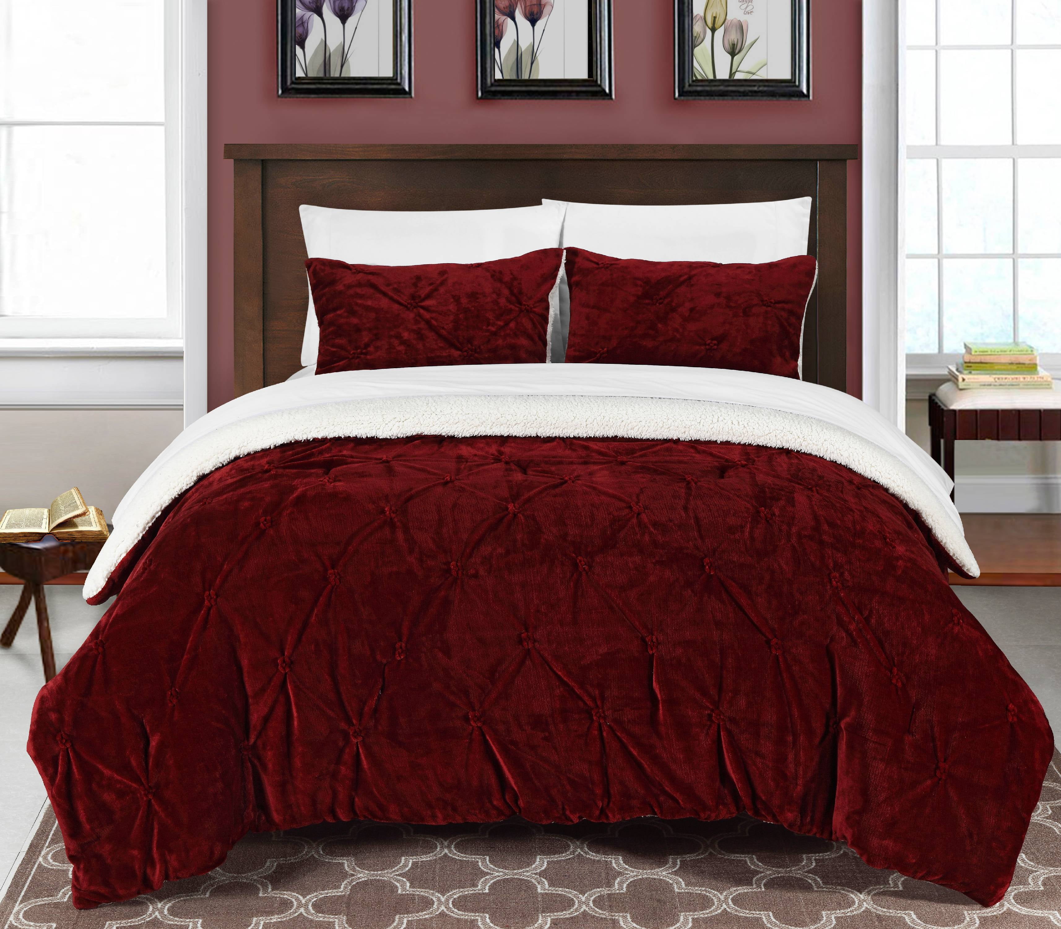 Chic Home Kaiser 7Piece Ruffled Comforter Set, Queen, Burgundy