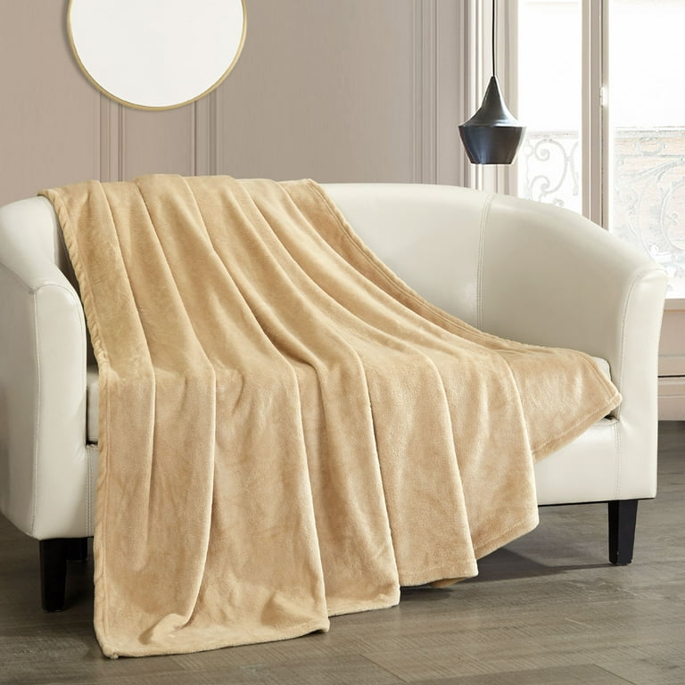 Chic Home Keaton 1 Piece Solid Color Fleece Throw Blanket 50 x 60 Camel