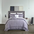 thumbnail image 1 of Chic Home Kensley Comforter Set Washed Crinkle Ruffled Flange Border Design Bed In A Bag Lavender, Twin, 1 of 5
