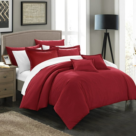Chic Home Keynes 7-Piece Solid Color Comforter Set, Full, Burgundy