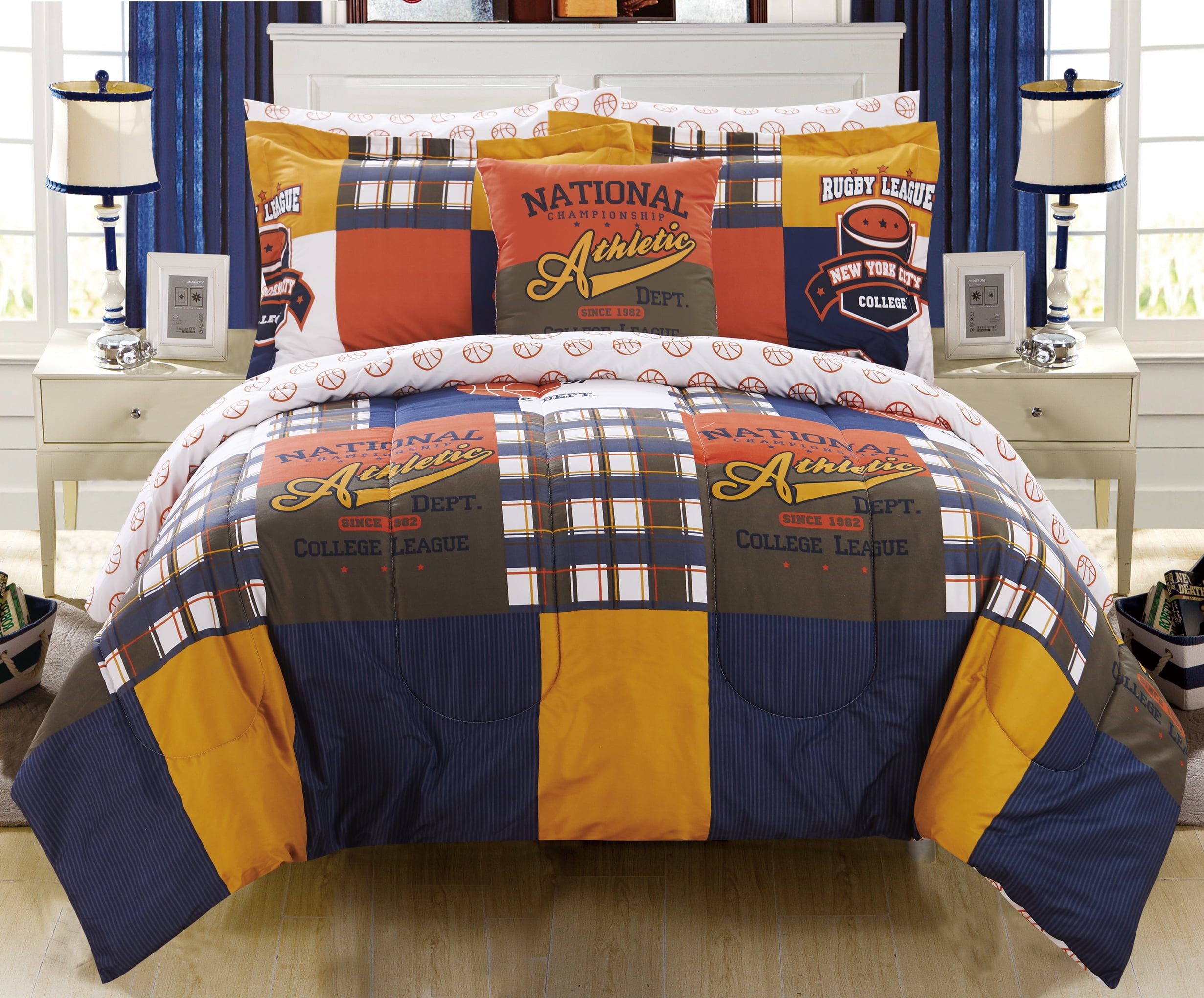 Chic Home Kluber 8Piece Reversible Sports Comforter Set, Full, Multi Color
