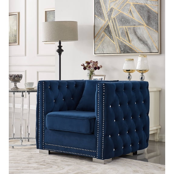Chic Home Kristofel Velvet Upholstered Club Chair, Navy