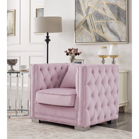 Chic Home Kristofel Velvet Upholstered Club Chair, Pink