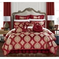 thumbnail image 1 of Chic Home Lazzel 13-Piece Jacquard Comforter Set, Queen, Red, 1 of 7