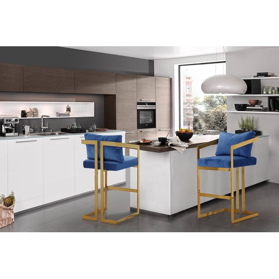 Chic Home Leah Arm Design Architectural Velvet Upholstered Bar Stool