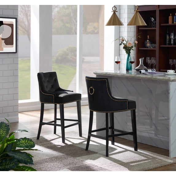 Chic Home Leigh Button Tufted Velvet Upholstered Counter Stool Chair