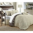 thumbnail image 1 of Chic Home Lester 7-Piece Reversible Ruffled Comforter Set, King, Beige, 1 of 2