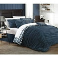 thumbnail image 1 of Chic Home Lester 7-Piece Reversible Ruffled Set, Queen, Navy, 1 of 2