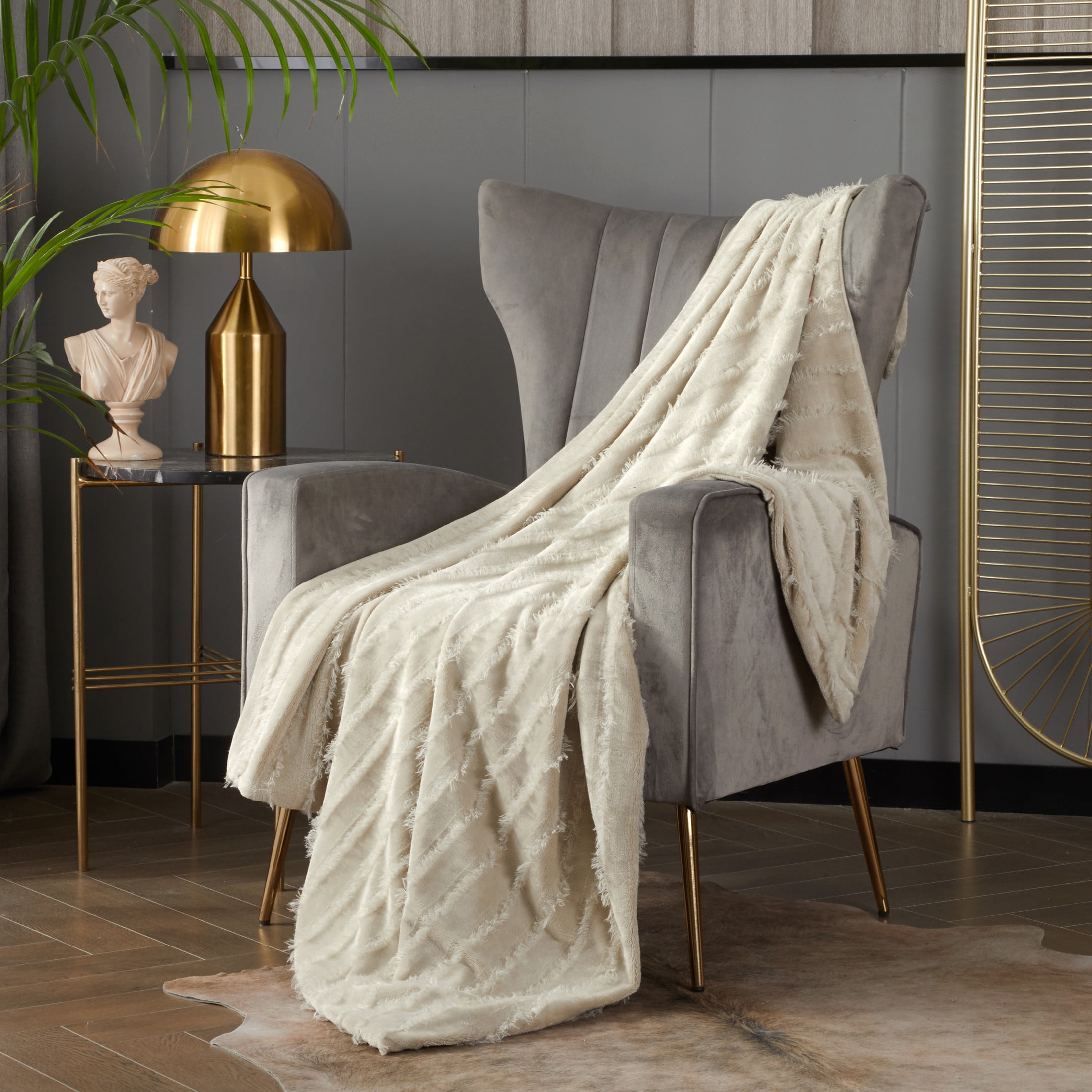 Chic Home Liah 1 Piece Jacquard Throw Blanket 50 x 60 Taupe Walmart