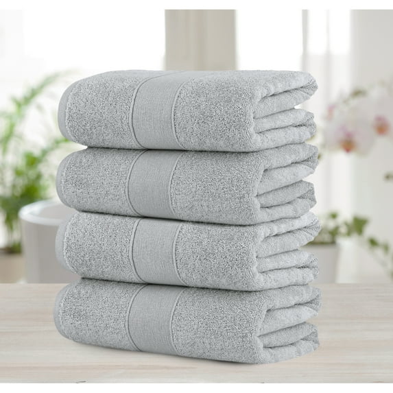 Chic Home Luxurious 4-Piece 100% Pure Turkish Cotton Bath Towels 30" x 54" Dobby Border Design