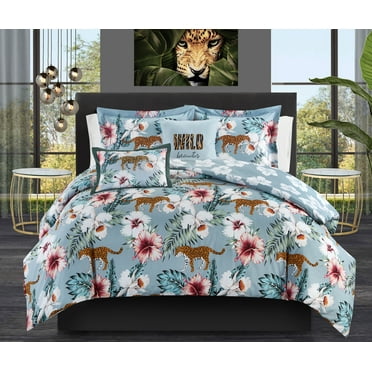 Chic Home Mariena 5-Piece Reversible Floral Comforter Set, Queen, Blue